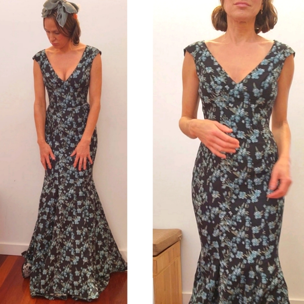 Nwt Zac Posen $1300 Wuthering Heights Oscars Hollywood glam Gothic floral gown 2